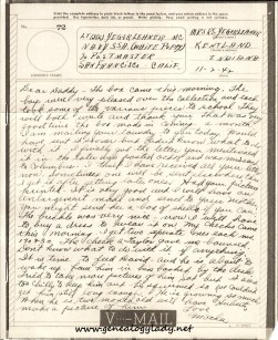 V-mail November 2, 1942