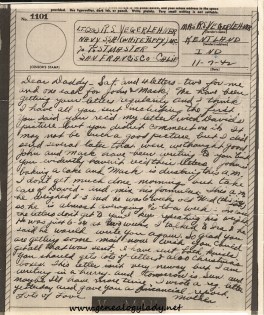 V-mail, dated November 7, 1942