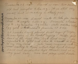 Baby book entries for November 23rd & 27th