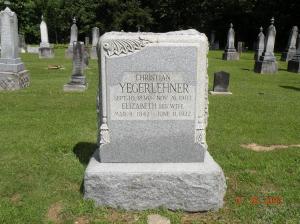 Yegerlehner, Christian & Elizabeth (Schwartz) - gravestone