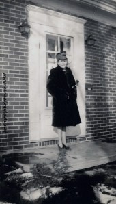 Gladys modeling the black seal coat & new hat - January 1943