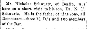Schwartz, Nicholas - Visits son, 1887-12-15