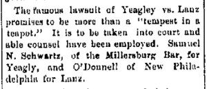 Schwartz, Samuel - Yeagly vs. Lanz, 1888-01-26