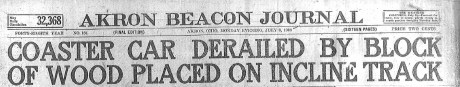 Roller Coaster accident - 1918-07-08, headline