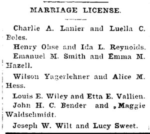 Yagerlehner, Wilson - 1899-11-22