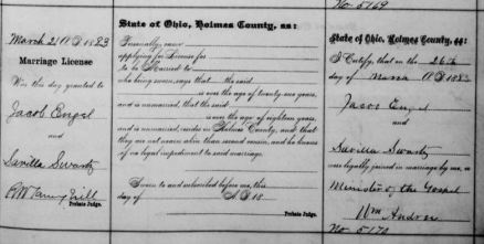 Engel, Jacob & Savilla Schwartz - Marriage, 1883