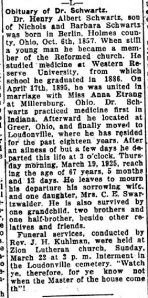 Schwartz, Henry A. - Obituary, 1925