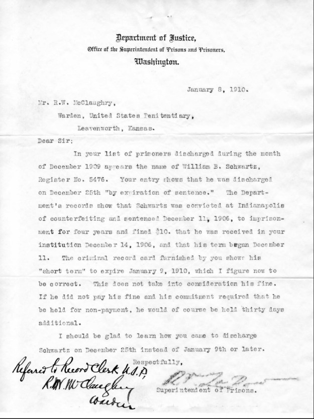 Schwartz, W. B. - 1910-01-08 Letter