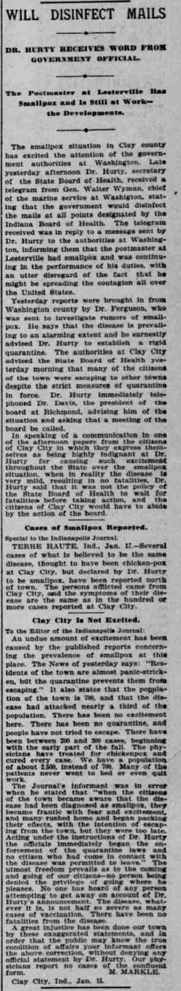 Indianapolis Journal - 1900-01-18 (Smallpox epidemic)