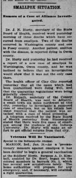 Indianapolis Journal - 1900-01-25 (Smallpox epidemic)