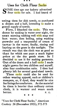 Uses for Cloth Flour Sacks, 1921