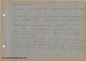 Baby Book, March 23, 1944